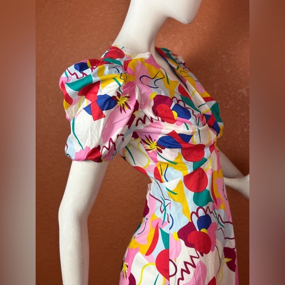 FREE PEOPLE Glamorous Abstract Rainbow Colorful Abstract Print dress Size 6. E51 - Picture 12 of 16